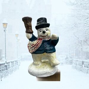 Vintage Teena Flanner Folk Art Snowman Figurine Christmas Midwest of Cannon Fall